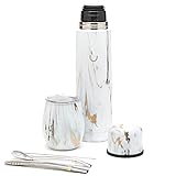 balibetov Set Yerba Mate Completo - Calabaza Mate Moderna, Termo, Bombilla y Cepillo de...