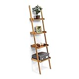 Relaxdays – Estantería Estilo Escalera de bambú, 4 estantes: 176 x 44 x 37 cm,...