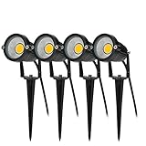 BLOOMWIN 4PCS Foco Proyector Exterior Foco COB LED con Estaca Lámpara Luz Blanco Cálido...
