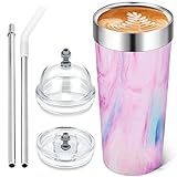 Novagear Termo Cafe, Vaso Termico Cafe 500 ml con Dos Tapas y Paja Reutilizable de Acero...