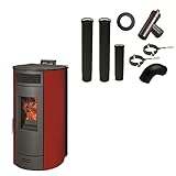 Sannover Thermique Estufa de pellets de aire Flavia 13 kW Burdeos + kit de conexión...