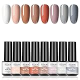 ROSALIND Esmalte Semipermanente de Uñas en Gel UV LED,8 pcs de Pintauñas Semipermanentes...