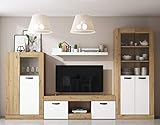 Miroytengo Muebles salón Argos Blanco y Naturale Comedor Moderno (Mesa TV + Vitrina Alta...
