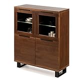 COMIFORT Aparadores para Salon Madera Maciza y Vitrina LED, Mueble para Salón Moderno de...