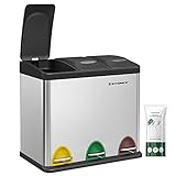 SONGMICS Cubo de Basura de Cocina, Basurero Clasificador 3 x 8 L, con Tapas, Triple Cubo...