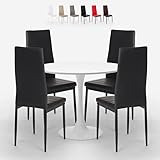 Produce Shop Juego de mesa diseño Tulip blanco redondo 80cm 4 sillas moderno cuero...
