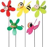 Molino de Viento para Jardín, 5 Piezas Multicolor Molinillos de Insectos 3D, Hilanderos...