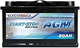 Electronicx AGM batería de coche batería de arranque start-stop batería 80 AH 12V 820A
