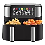 joyami Air Fryer Freidora de Aire Caliente Eléctrica sin Aceite con Doble Cajón, Air...