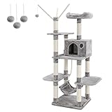 FEANDREA Árbol para Gatos, Rascador de Gatos, Gris Claro PCT86W