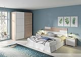 Pack Muebles Habitación Matrimonio Onix en Color Blanco y Roble para Camas 150 cm...