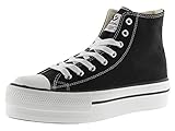 victoria Plataforma Botin Tribu Doble Lona 1061101-WOMEN para Mujer Negro 38