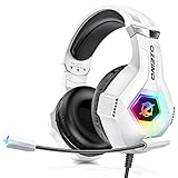 Cascos Gaming con Micrófono Suave, Luz RGB, Sonido Envolvente Claro, Orejeras Ligero...