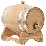 Barril de vino con grifo, madera de pino maciza, 6 L, con color: natural