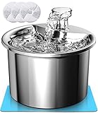Fuente para Gatos, 2L Bebedero Gatos de Acero Inoxidable, Bomba Muy Silenciosa, con 3...