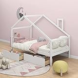 Twin Size Daybed Wood House Bed with 2 Pull-out Storage Drawers Sofa Bed, Wooden Slat...