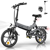 HITWAY Bicicleta eléctrica GEARSTONE, Ligera, 250 W, Plegable, eléctrica, con Asistencia...