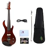 Yinfente Violín eléctrico metálico 4/4, violín eléctrico, forma profesional, madera...