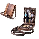 Writers Messenger Wood Box, Portable Wooden Handmade Craft Crossbody Postman Bag,Artist...