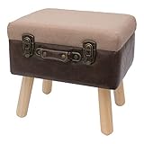 HMF Taburete de madera de estilo vintage con espacio de almacenamiento, 40 x 32 x 39 cm,...