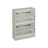 LOLAhome Zapatero Azul de Madera con 2 Puertas de 80x60x24 cm