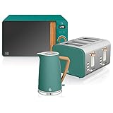 Swan Nordic Set Desayuno Hervidor de agua 1,7L 2200W, Tostadora Pan ranura ancha 4...