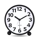 Lafocuse Reloj Despertador AnalÃ³gico Silencioso con FunciÃ³n Snooze, Metal Negro Numeros...
