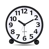 Lafocuse Reloj Despertador Analógico Silencioso con Función Snooze, Metal Negro Numeros...