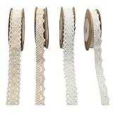 4 Rollos Puntilla Adhesiva Pasamaneria,Cinta Regalo Cinta De Encaje De Algodón Puntillas...