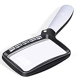 Kaome Lupa rectangular con lupa de luz, grande, plegable, de mano, 5 LED, 2 modos de...
