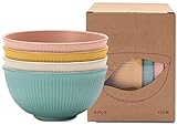Aaliyahh 4 cuencos de plástico,15cmTazones de cereal 24 onzas/4Cuencos/4 Color, Ligero e...