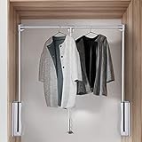 Barra Extensible para Ropa, Barra de Armario Abatible Perchero de Pared extraíble para...