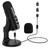 ZealSound Micrófono USB, Condensador Microfono para PC, con Adaptador para Smartphone y...