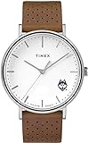 Timex Reloj de mujer UCONN Connecticut Huskies de cuero blanco brillante, Color del equipo