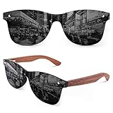 GQUEEN Gafas de sol Hombre Mujer Rectangulares Clásicas Polarizadas de Madera con...