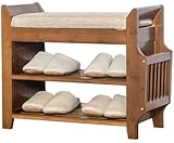 XOUVY Zapatero de 3 Niveles Marrón-Premium Organizador de Zapatos de Madera Vintage,...
