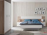Onjunto de Muebles Dormitorio Matrimonio Estilo Nórdico para Camas de 150 cm (Cabezal+2...