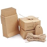 Belle Vous Cajas de Cartón Kraft Marrón (Pack de 50) Cuadradas con Tapa, Cuerda de...