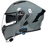 ZLYJ Casco Plegable Motocicleta Auriculares Bluetooth Integrados Integrados, Casco...