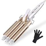 ShuBel Rizador de Pelo, Plancha Ondas Al Agua Cerámica 3 Tubos con 22 mm Profesional...