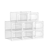 SONGMICS Cajas de Zapatos Plástico, Juego de 8 Organizadores de Almacenamiento, Caja...