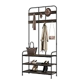 Perchero Zapatero Perchero de Pie Colgador Ropa Perchero con Banco Perchero Industrial con...