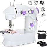 Retoo Mini máquina de coser eléctrica de 230 V con 2 velocidades y pedal de pie, kit de...
