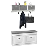 SoBuy Mueble recibidor Zapatero con Perchero,Gris+Blanco, FSR64-W+FRG282-W,ES...