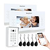 TMEZON WiFi IP Videoportero Sistema de intercomunicación,2 * 7 pantalla zoll y 1 timbre...
