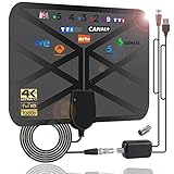 36DBI Antena TV Interior, 200 km Poderoso Antena HDTV Digital con Amplificador y Cable...