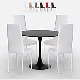 Produce Shop Juego de mesa diseño Tulip redondo 80cm negro 4 sillas moderno cuero...