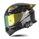 Casco Moto Integral Fibra de Carbono con Intercomunicador Integrado Bluetooth, Casco Moto...