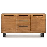 COMIFORT Aparador para Salón de Madera Maciza, Mueble de Salón Moderno de Roble, Estilo...
