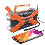 Radio solar portátil, manos libres, con radio, 10.000 mAh, luz de bolsillo LED, alarma...